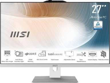 MSI AiO računalo Modern AM272 / Intel Core 7 150U, 27", 1920 x 1080, 16 GB RAM, 512 GB SSD, Windows 11 Professional, srebrna